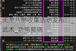 天龙八部收集活动发布：_武术_功用揭晓