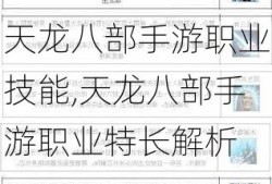 天龙八部手游职业技能,天龙八部手游职业特长解析