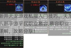 新开天龙游戏私服入门技巧、天龙八部手游平民职业慕容,慕容职业详解，攻略分享！